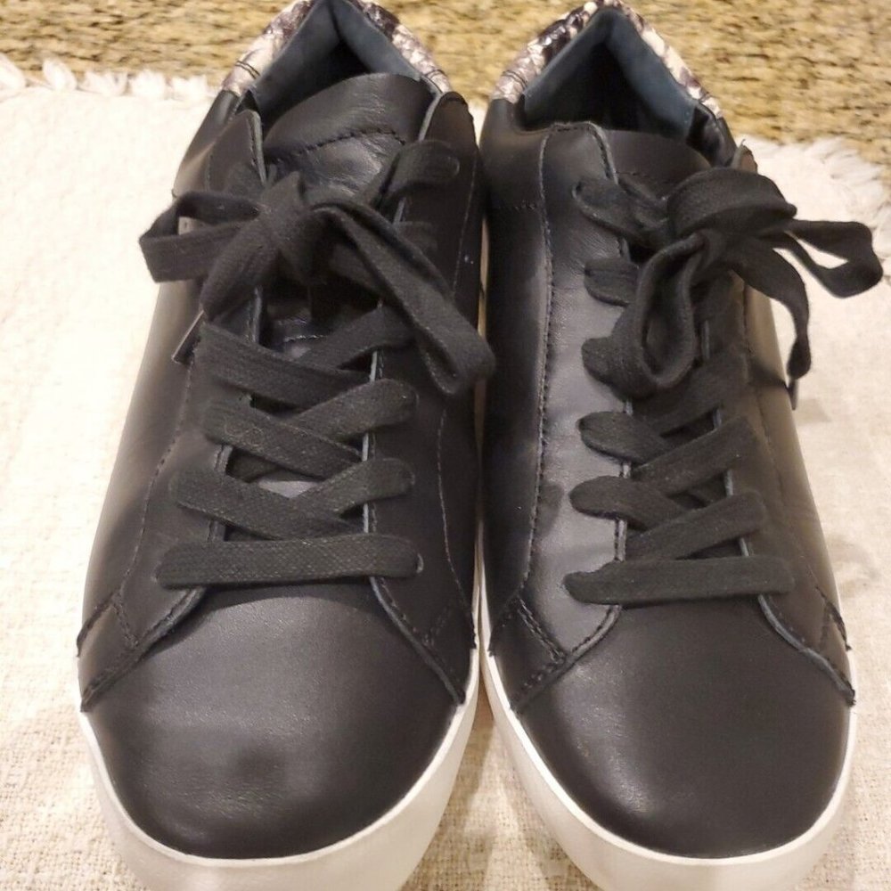 Banana Republic Sneakers Size 7 Black Leather Reptile Trim NEW RETAIL $138